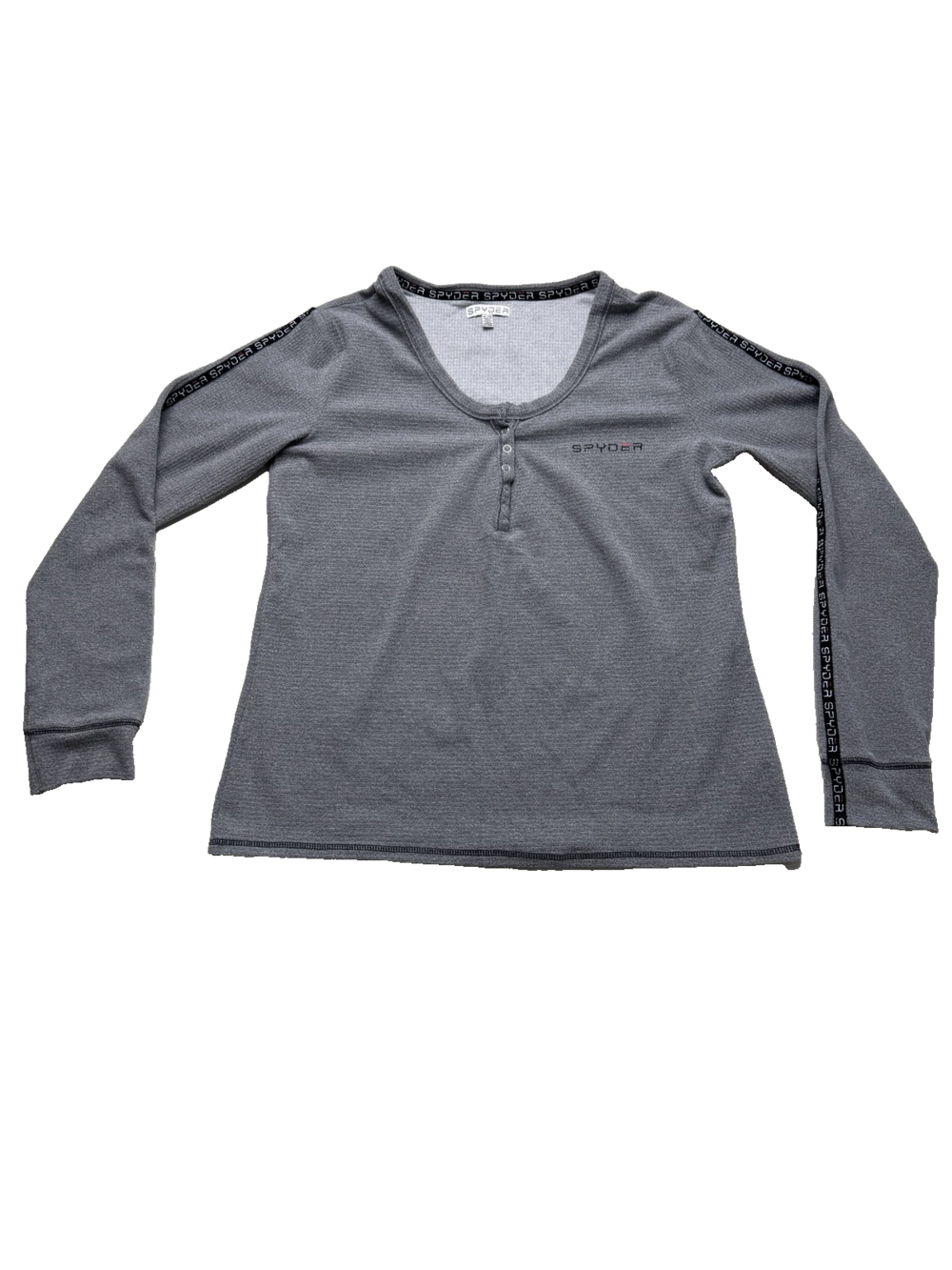 Spyder Pullover Womens XL Gray Henley Long Sleeve Thermal Shirt Outdoor Ski Top